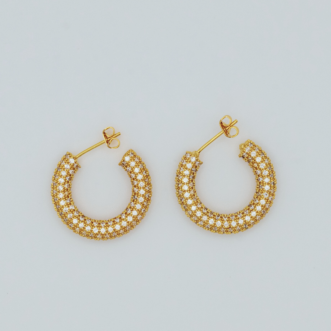 Aretes Argollas Gold con Zircones