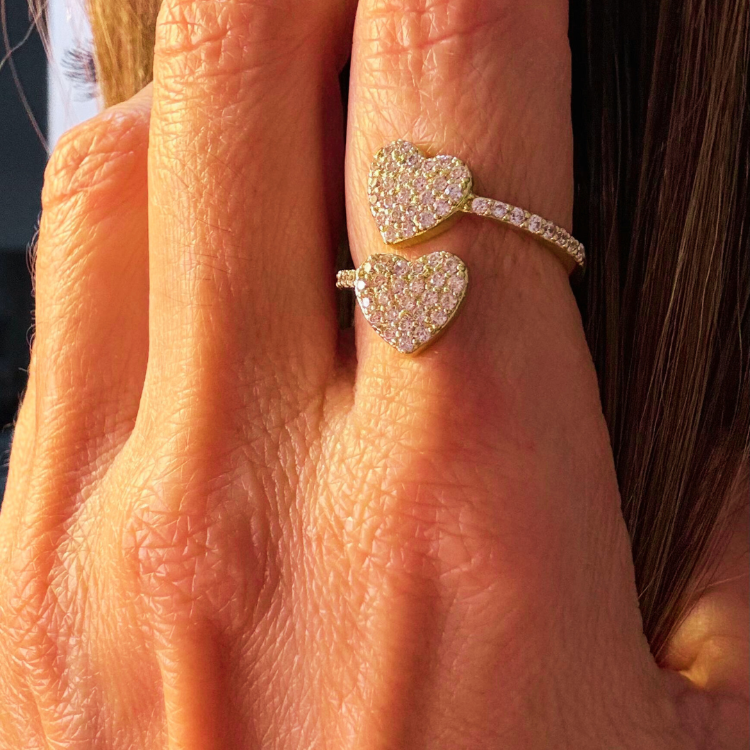 Anillo Doble Corazón Gold