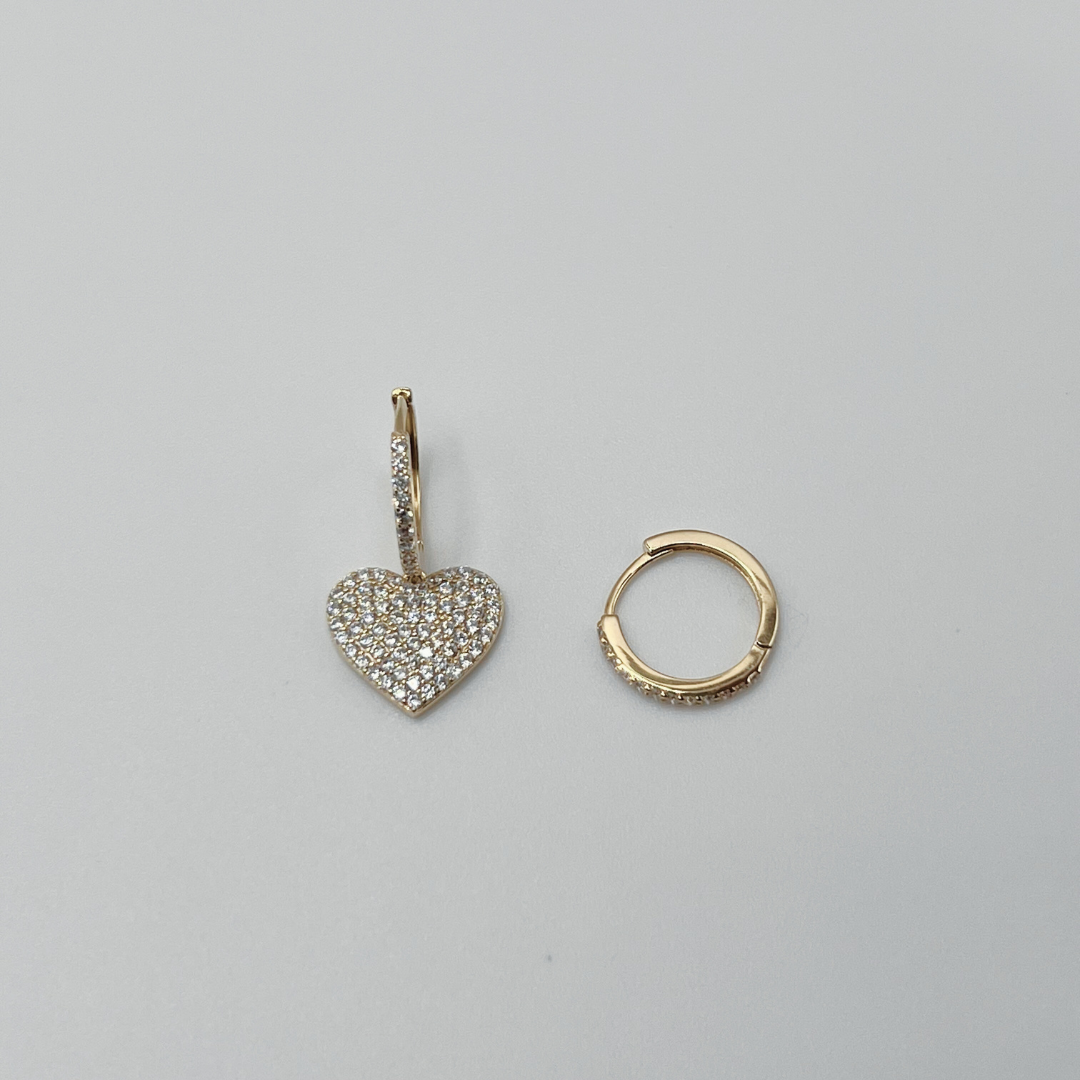 Aretes de Corazón Zircona Desigual