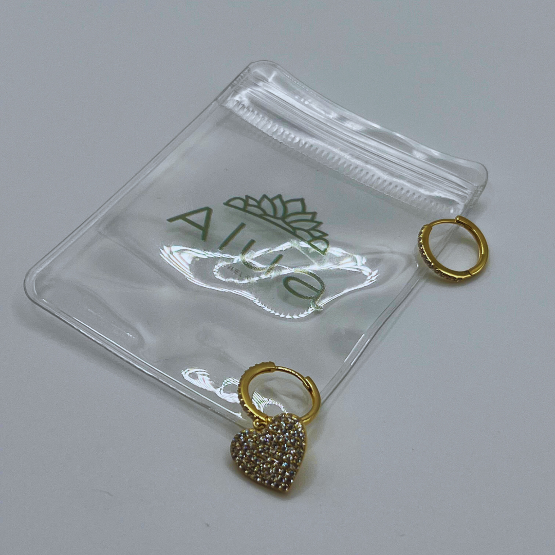 Aretes de Corazón Zircona Desigual