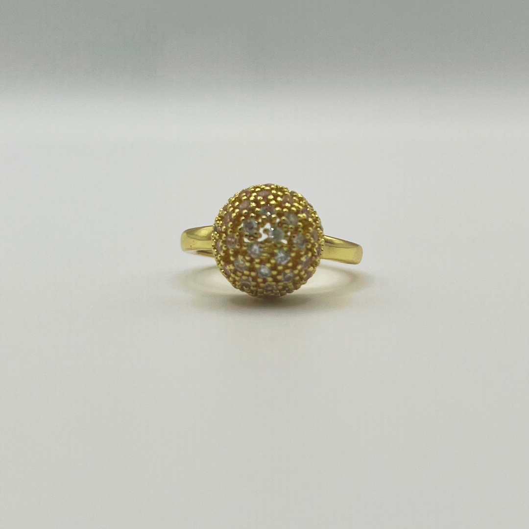 Anillo Esfera con Zircones Gold