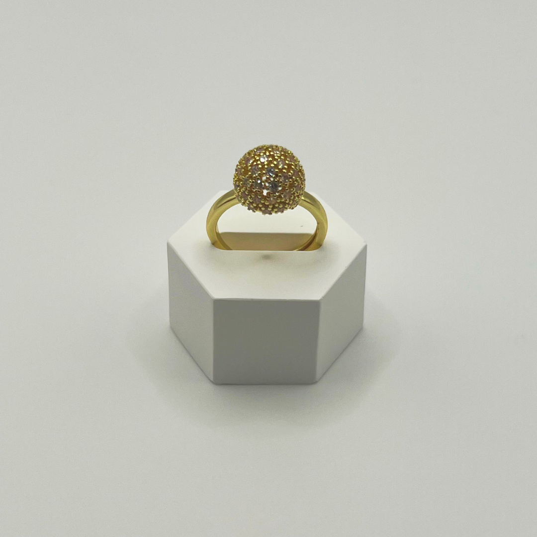 Anillo Esfera con Zircones Gold