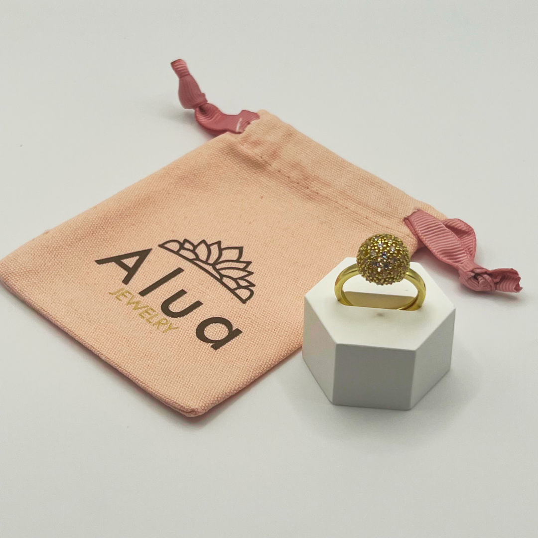 Anillo Esfera con Zircones Gold