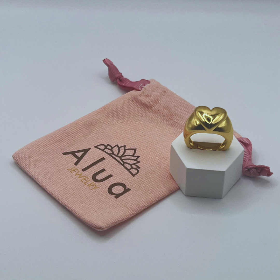 Anillo Corazón Básico Dorado