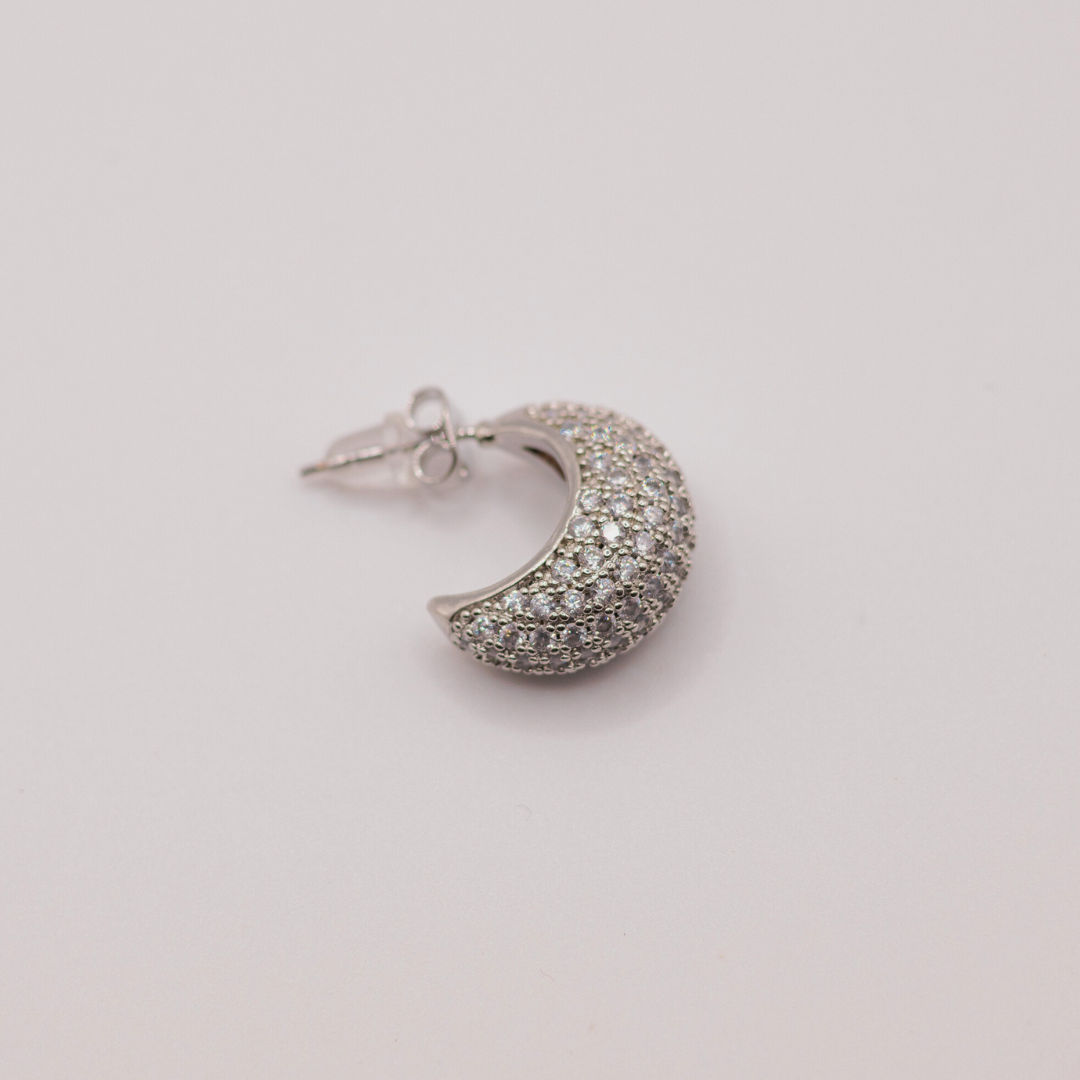 Aretes Argolla Luna Zircones Silver