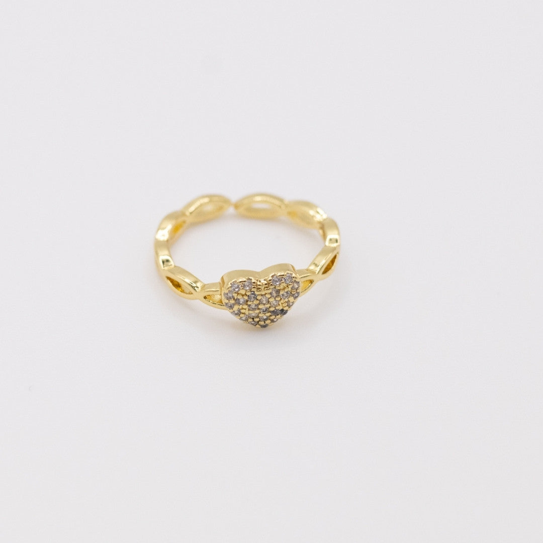 Anillo Trenzas Corazon Gold
