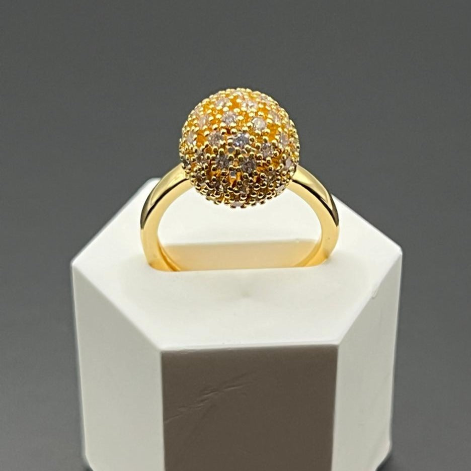 Anillo Esfera con Zircones Gold