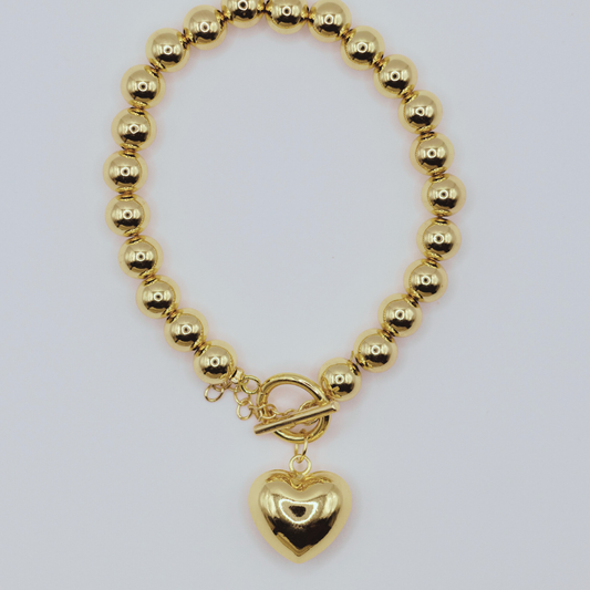 Pulsera Dije Corazón Dorado