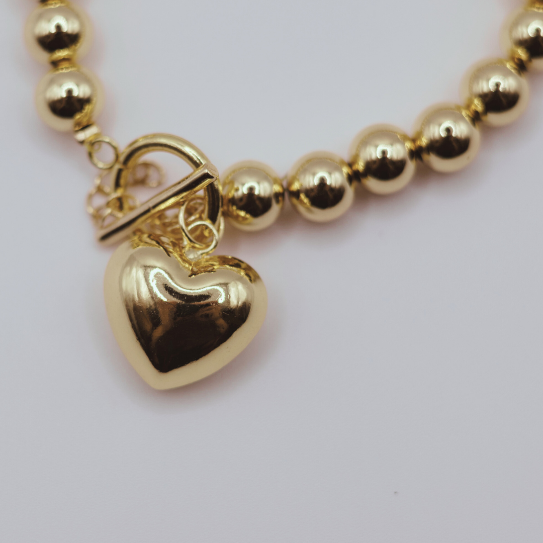 Pulsera Dije Corazón Dorado