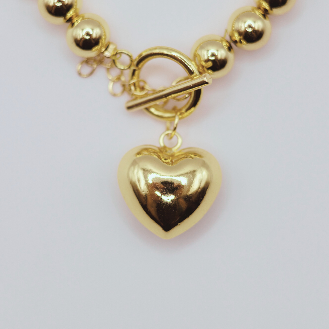 Pulsera Dije Corazón Dorado