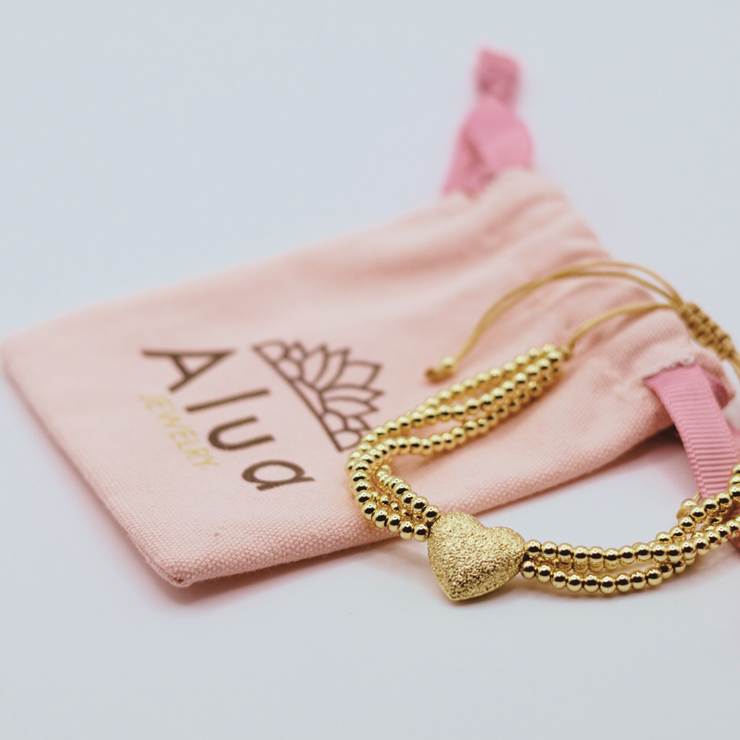 Pulsera Balines Corazón Dorado
