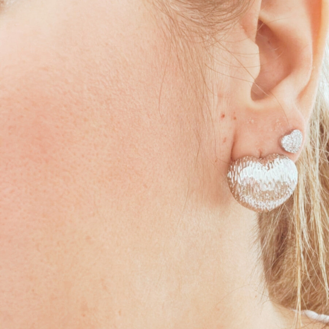 Aretes Bubble Corazon Silver