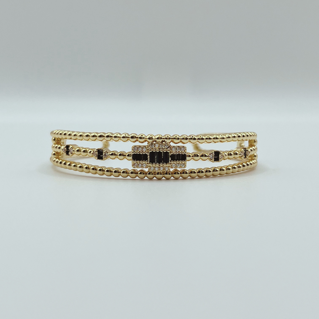 Pulsera Brazalete Zircones Negro
