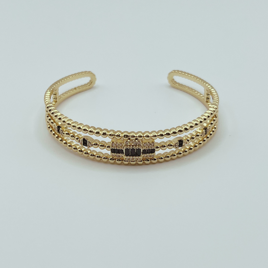 Pulsera Brazalete Zircones Negro