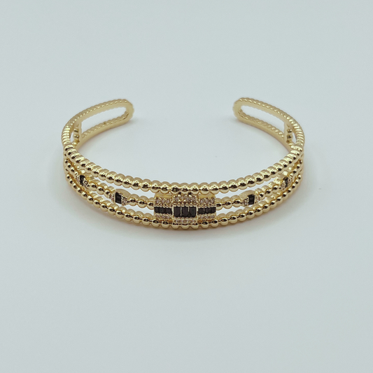 Pulsera Brazalete Zircones Negro