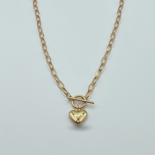 Collar Eslabones Corazón Dorado