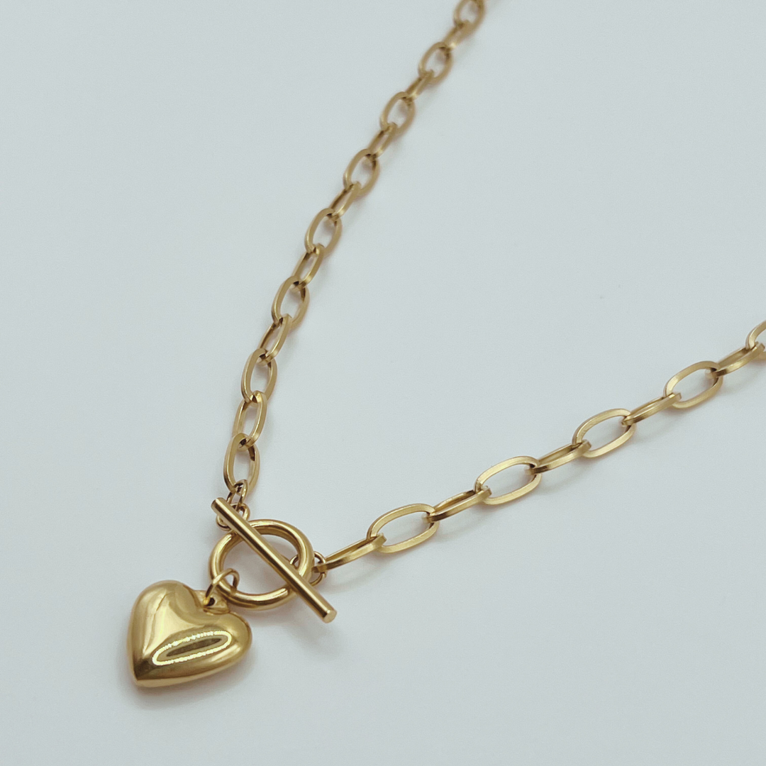 Collar Eslabones Corazón Dorado