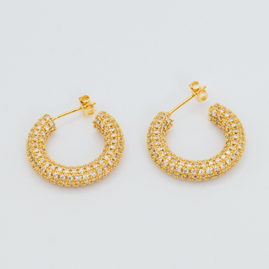 Aretes Argollas Gold con Zircones