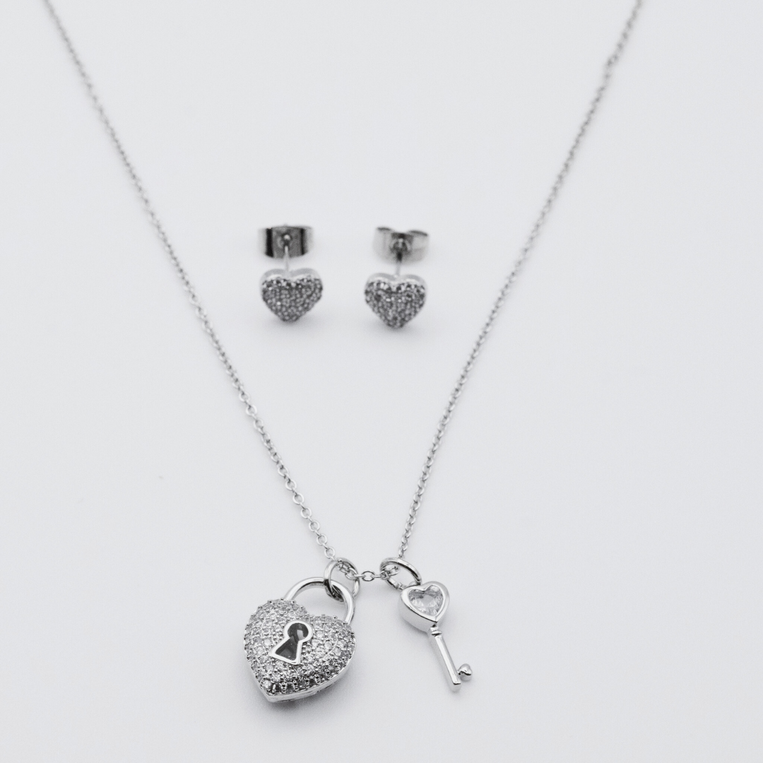 Collar Corazón Candado Silver