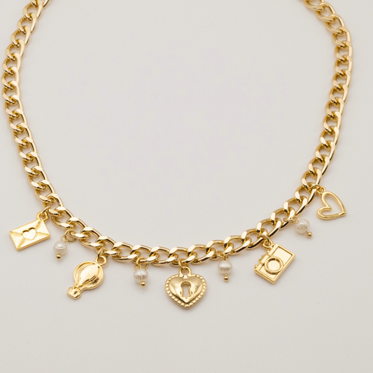 Collar Dijes Corazòn Candado