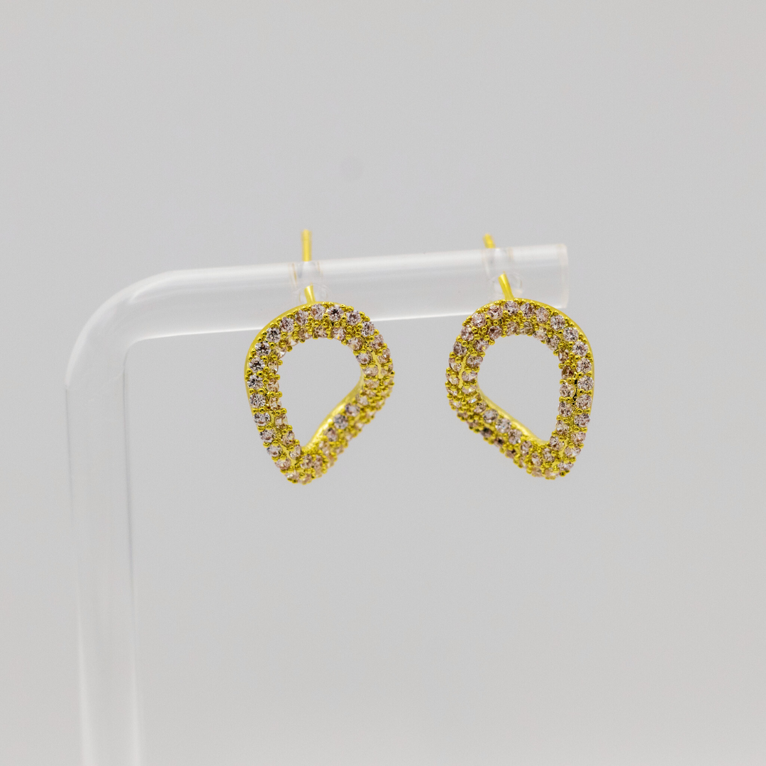 Aretes Ondas con Zircones
