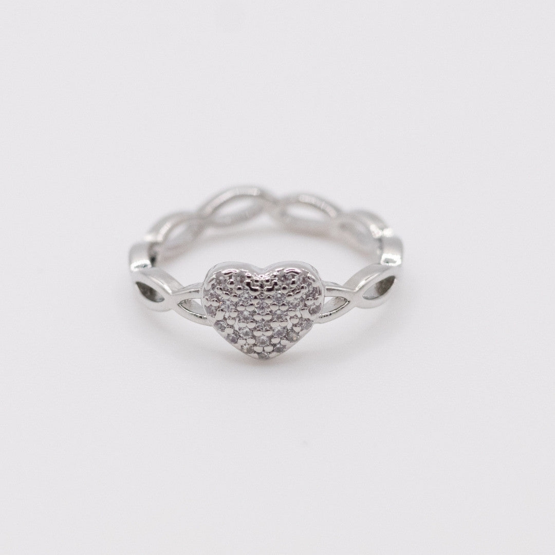 Anillo Trenzas Corazon Silver