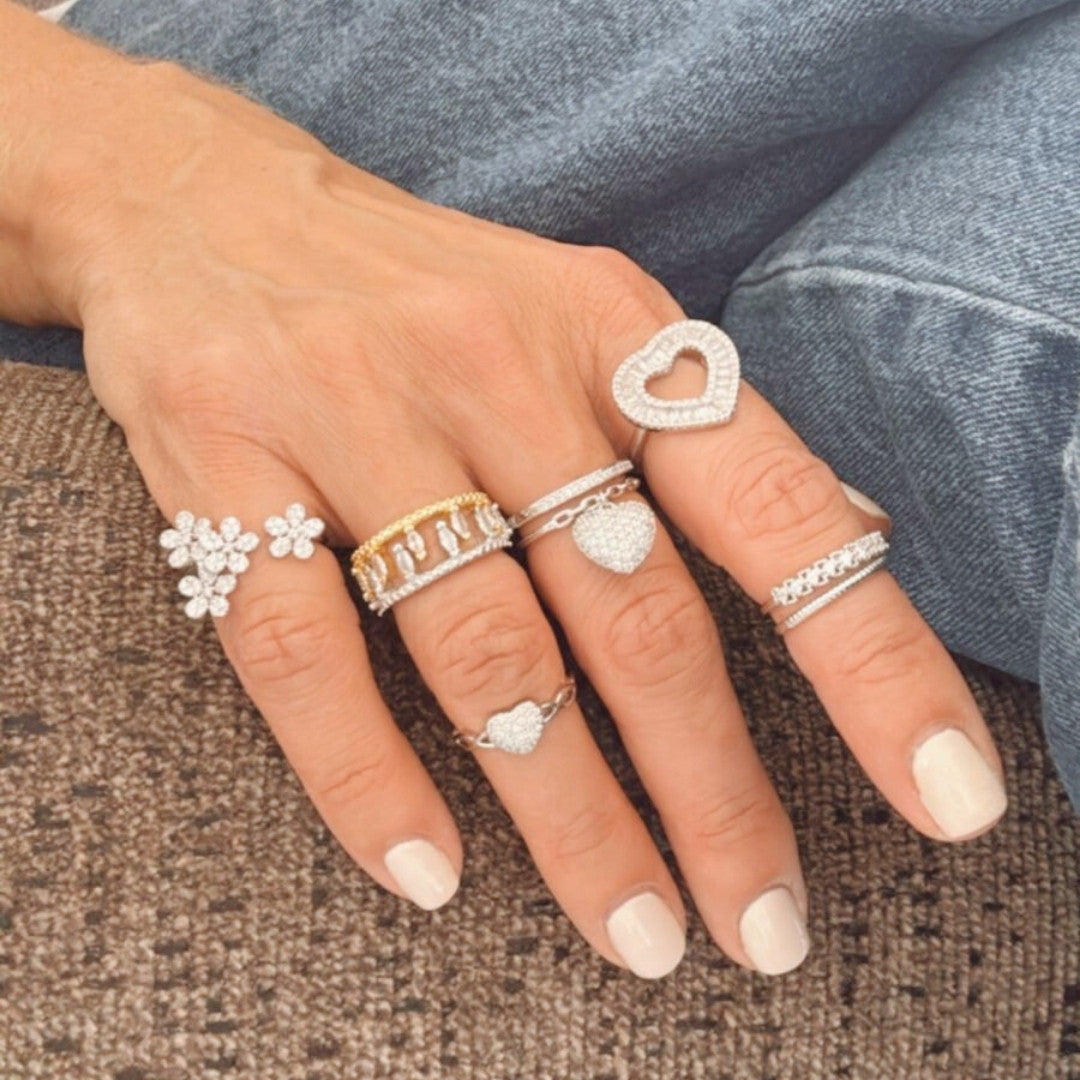 Anillo Trenzas Corazon Silver