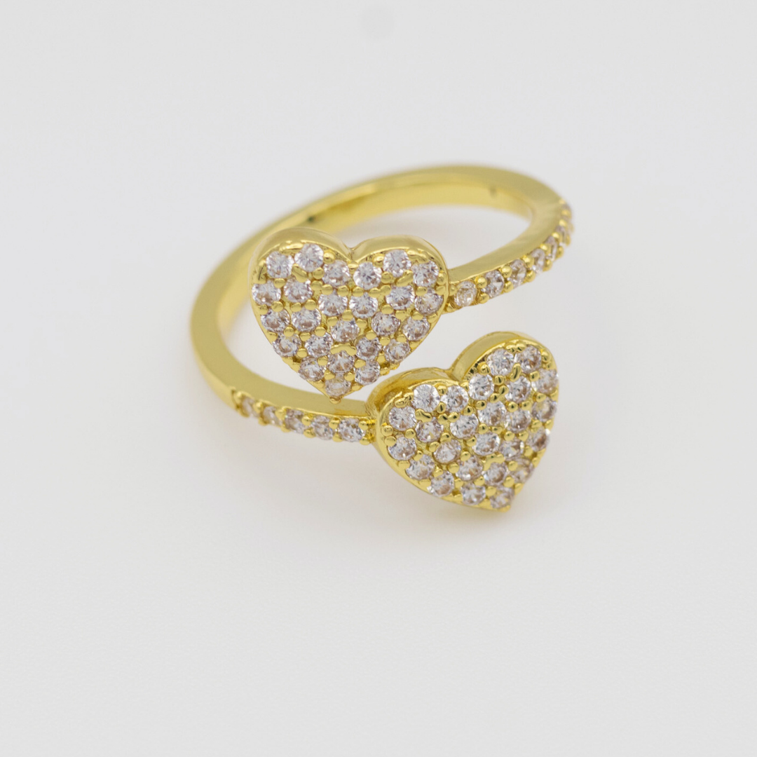 Anillo Doble Corazón Gold