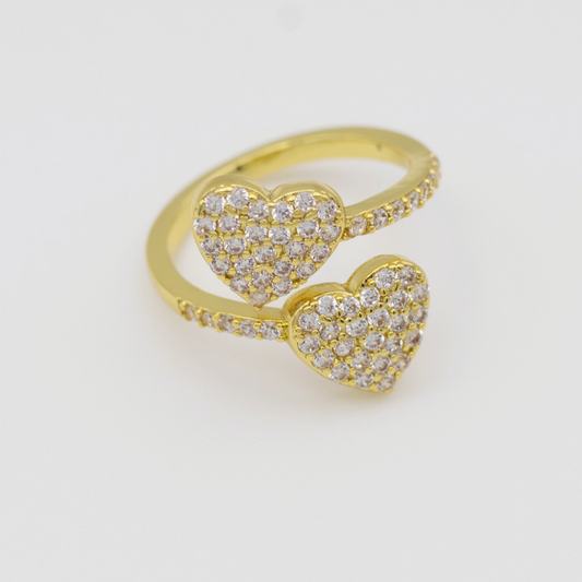 Anillo Doble Corazón Gold
