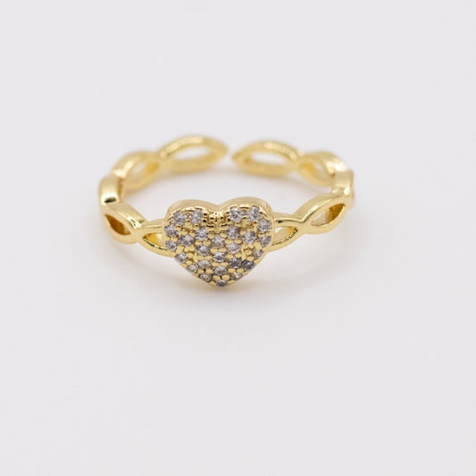 Anillo Trenzas Corazon Gold