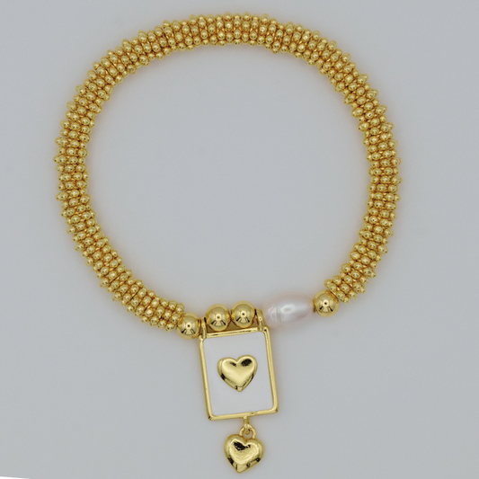 Pulsera Mini Balines Gold Corazón