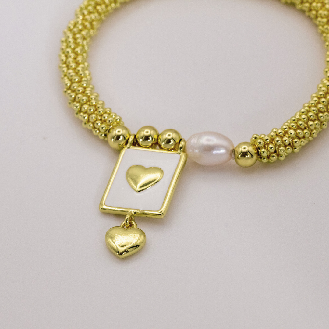 Pulsera Mini Balines Gold Corazón