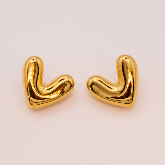 Aretes Corazón Chunky Gold