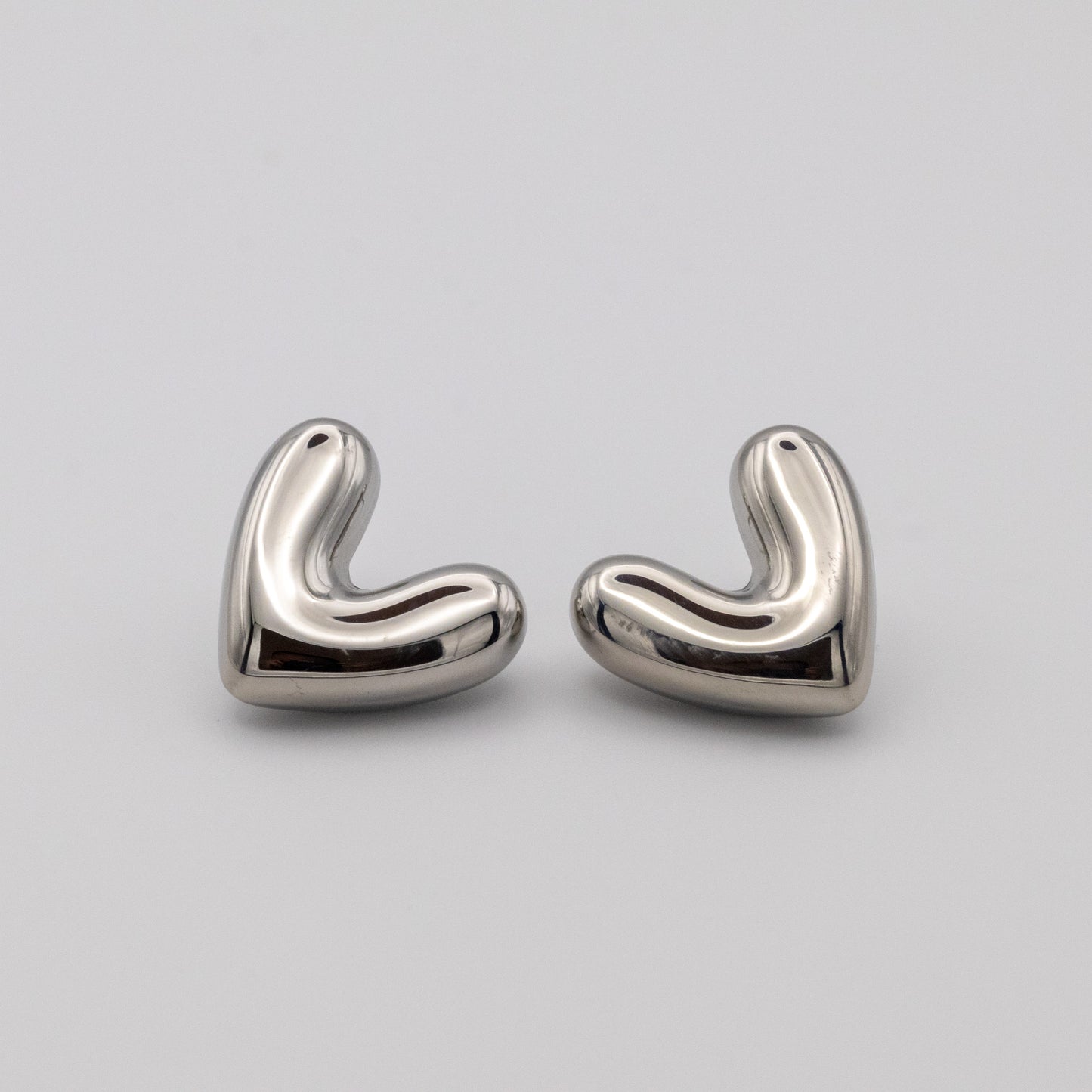 Aretes Corazón Chunky Silver