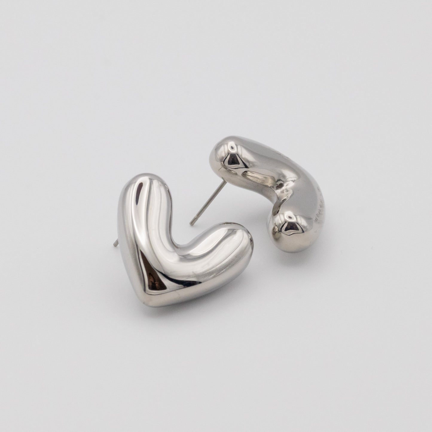 Aretes Corazón Chunky Silver
