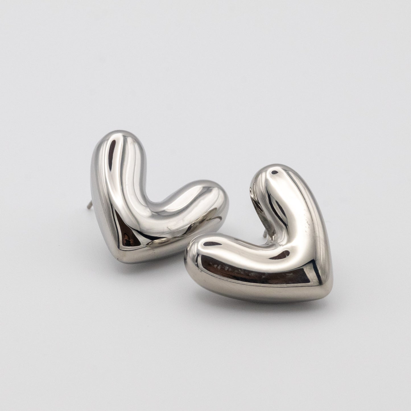 Aretes Corazón Chunky Silver