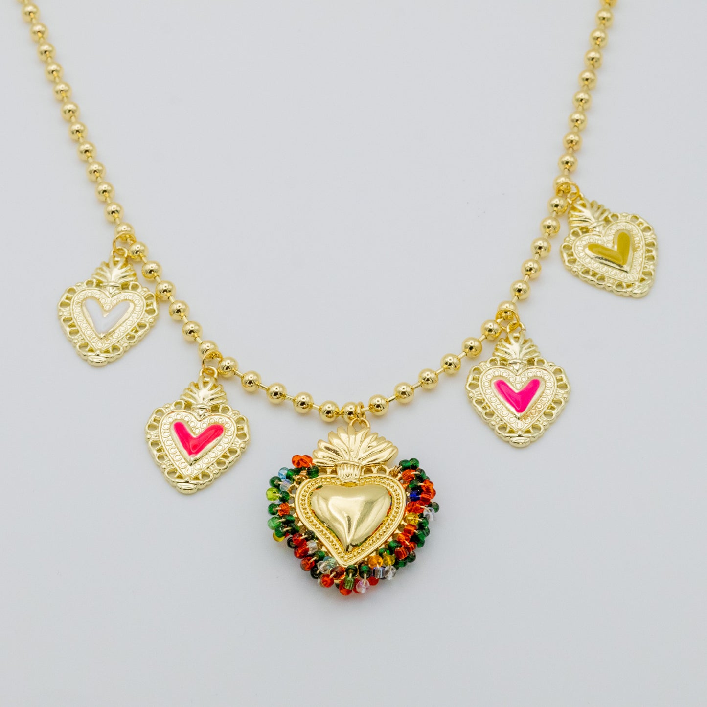 Collar Flame Corazones Multicolor