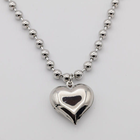 Collar Corazón y Balines Silver