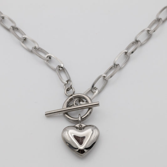 Collar Eslabones Corazón Silver