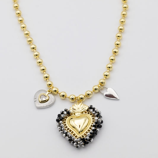 Collar Flame Corazón Negro