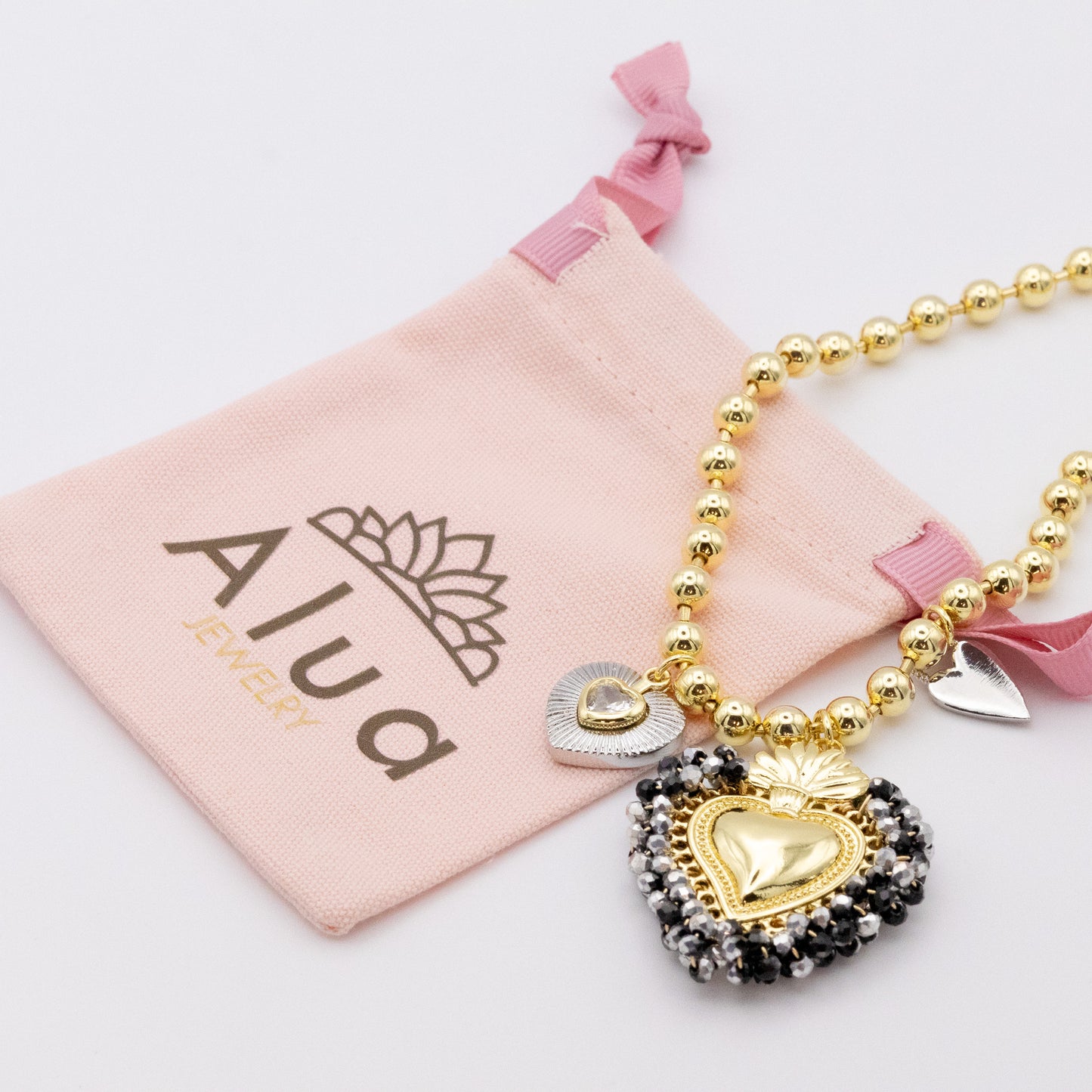 Collar Flame Corazón Negro