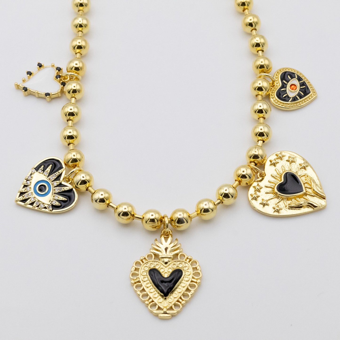 Collar Flame Corazón Negro Mini Dijes