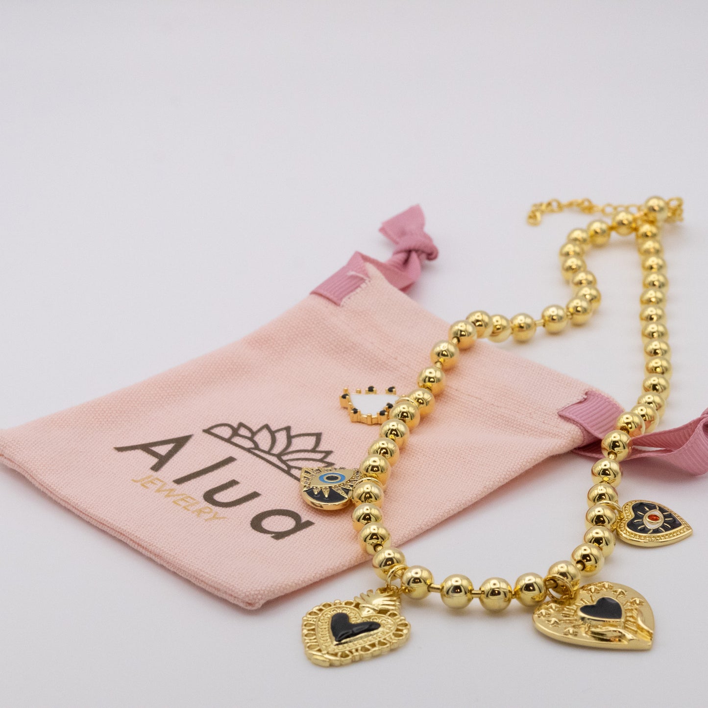 Collar Flame Corazón Negro Mini Dijes