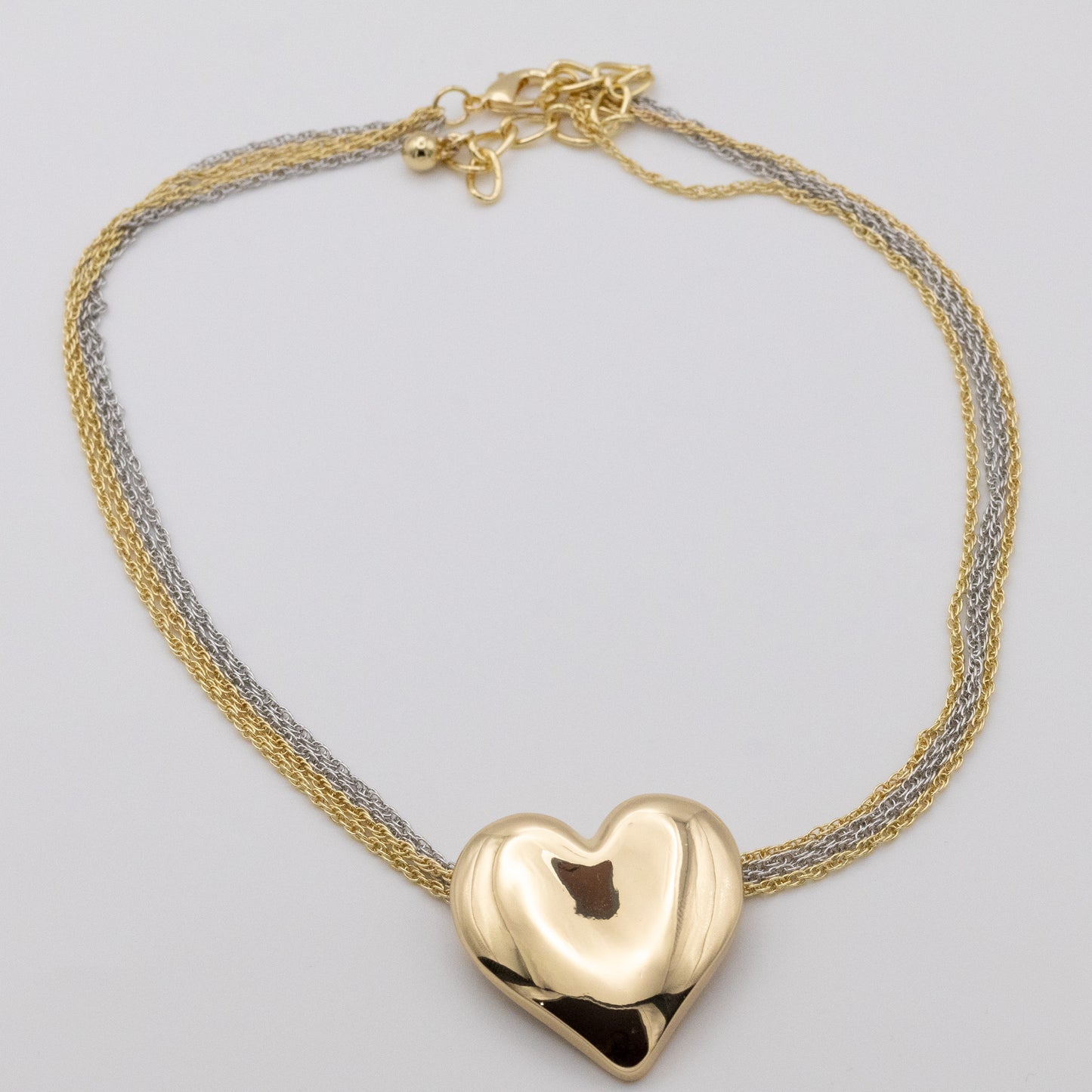 Collar Corazón Cadenas Gold&silver
