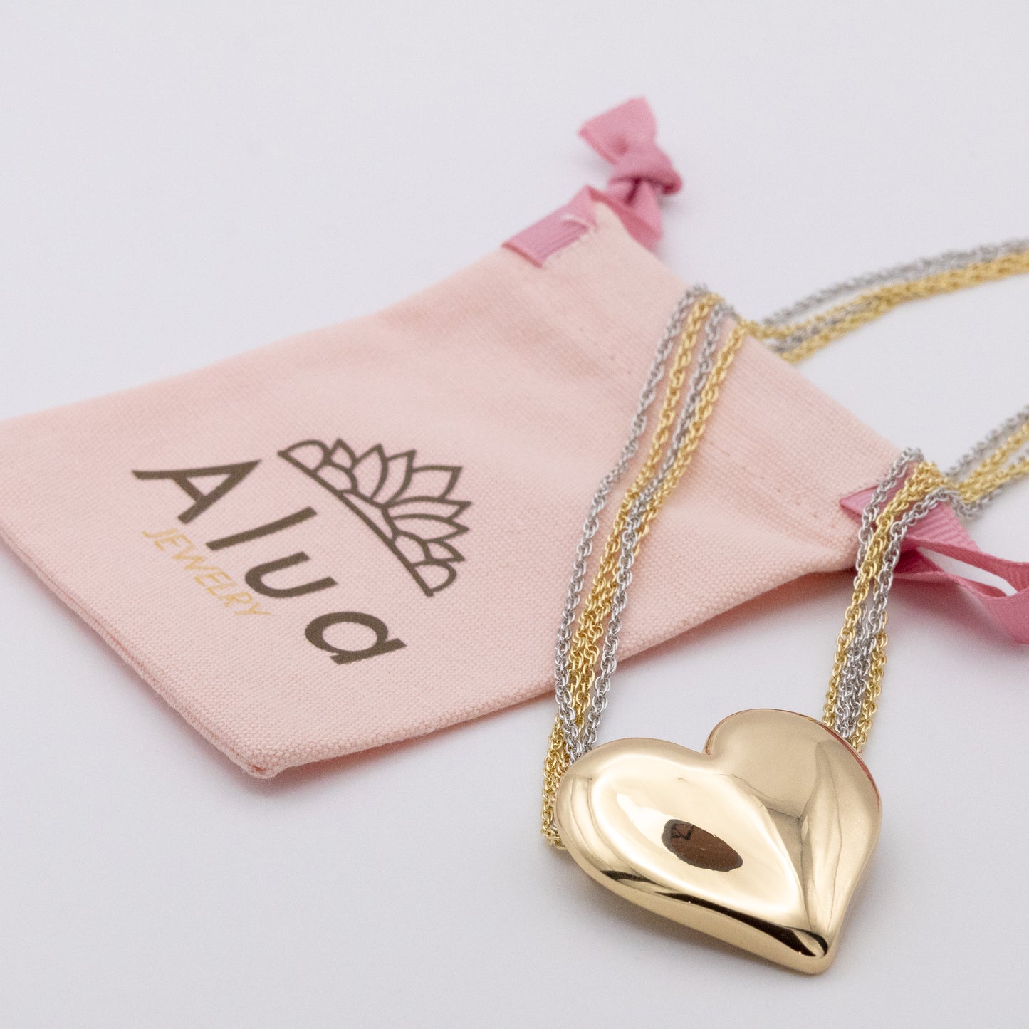 Collar Corazón Cadenas Gold&silver