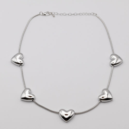 Collar Multicorazones Silver