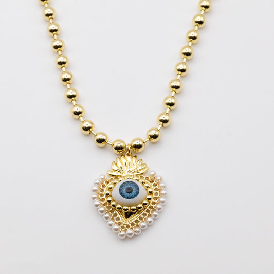 Collar Flame Corazón Ojo Turco